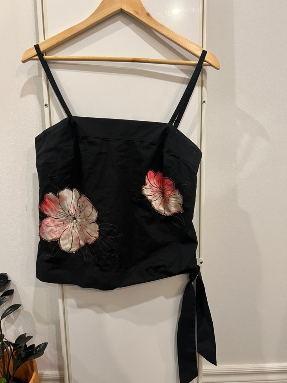 3 for $20- Y2K Black Floral Embroidered Tank Top